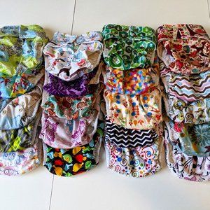 Lot 20 GlowBug Pocket Cloth Diapers + 35 Inserts